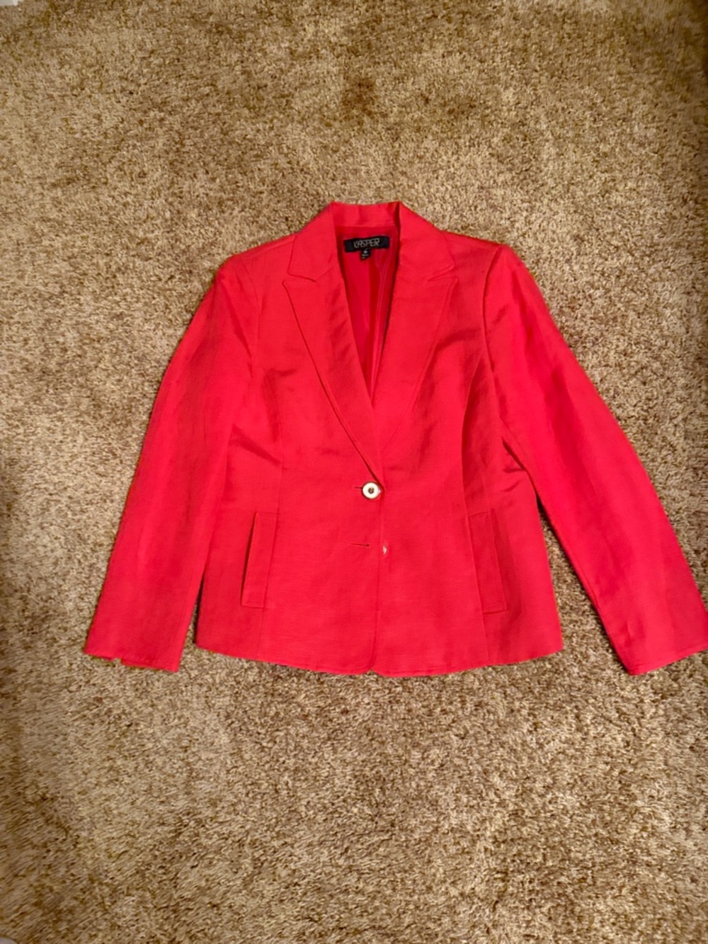 Kasper Bright Red Single-Button Blazer
